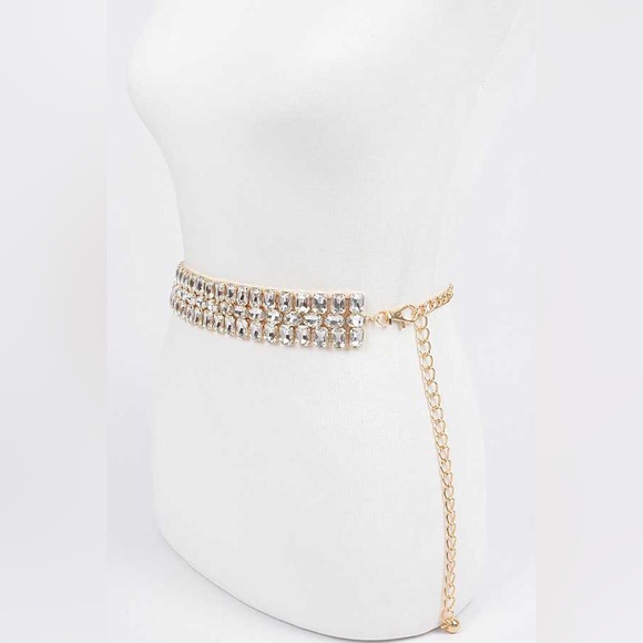 Gold Rhinestone Statement Belt - Picture 2 of 3